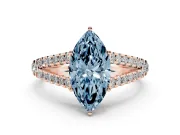 Marquise Graduated Split Shank Engagement Ring Setting for a Fancy Blue Lab-Grown Diamond | Rose Gold