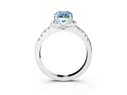Oval Side Stone Pave Engagement Ring Setting for a Fancy Blue Lab-Grown Diamond | Paired Round Accents | Sterling Silver