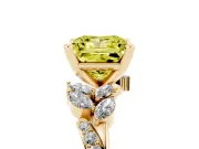 Princess Cut Floral Engagement Ring Setting for a Fancy Yellow Lab-Grown Diamond | Marquise Side Stones | Yellow Gold