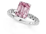 Emerald Cut Pavé Solitaire Engagement Ring Setting for a Fancy Pink Lab-Grown Diamond | Sterling Silver