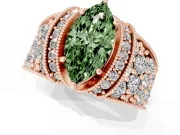 Marquise Vintage Pave Engagement Ring Setting for a Fancy Green Lab-Grown Diamond | Milgrain Edges | Rose Gold
