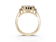 Round Halo Side Cluster Engagement Ring Setting | Graduated Channel Band | Yellow Gold