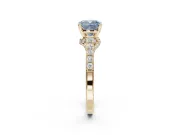 Cushion Cut Pavé Solitaire Engagement Ring Setting for a Fancy Blue Lab-Grown Diamond | Crossover Gallery | Yellow Gold