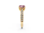 Princess Cut Hidden Halo Engagement Ring Setting for a Fancy Pink Lab-Grown Diamond | Milgrain Pave | Yellow Gold