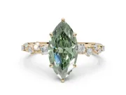 Marquise Graduated Solitaire Engagement Ring Setting for a Fancy Green Lab-Grown Diamond | Yellow Gold