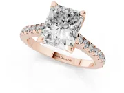 Radiant Cut Hidden Halo Pave Engagement Ring Setting | Claw Prongs | Rose Gold