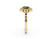 Round Milgrain Cluster Halo Engagement Ring Setting for a Fancy Green Lab-Grown Diamond | Plain Band | Yellow Gold
