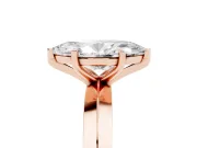 Marquise Cut Diamond Solitaire Engagement Ring Set in Rose gold with Flat Band and Prong Setting
