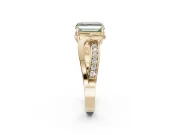 Asscher Cut Bypass Solitaire Engagement Ring Setting for a Fancy Green Lab-Grown Diamond | Pavé Strands | Yellow Gold