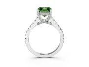 Asscher Cut Hidden Halo Pave Engagement Ring Setting for a Fancy Green Lab-Grown Diamond | Claw Prongs | Sterling Silver