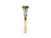 Round 5 Stone Engagement Ring Setting for a Fancy Green Lab-Grown Diamond | Yellow Gold