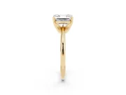 Asscher Cut Diamond Solitaire Ring Set in Yellow gold with Prong Setting on a Plain Round Band