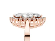 Marquise Cut Diamond Halo Ring Set in Rose gold with Round Halo and Smooth Solitaire Band
