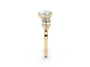 Heart-Shaped Side Stone Engagement Ring Setting | Two-Row Shoulder Clusters | Yellow Gold