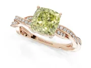 Cushion Cut Twisted Pavé Solitaire Engagement Ring Setting for a Fancy Yellow Lab-Grown Diamond | Rose Gold