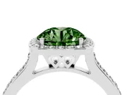 Round Halo Engagement Ring Setting for a Fancy Green Lab-Grown Diamond | Sterling Silver - Design NV-24729