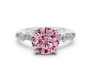 Round Graduated Accent Engagement Ring Setting for a Fancy Pink Lab-Grown Diamond | Platinum