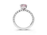 Cushion Cut Pavé Solitaire Engagement Ring Setting for a Fancy Pink Lab-Grown Diamond | Alternating Accents | White Gold