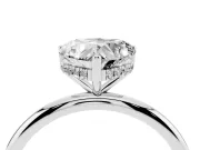 Heart Cut Diamond Solitaire Engagement Ring Set in Platinum with Prong Setting and Polished Band