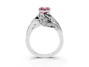 Asscher Cut Bypass Pavé Engagement Ring Setting for a Fancy Pink Lab-Grown Diamond | Graduated Pavé | Sterling Silver