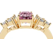 Emerald Cut Cluster Side Stone Engagement Ring Setting for a Fancy Pink Lab-Grown Diamond | Plain Band | Yellow Gold
