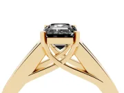 Emerald Cut Channel-Set Engagement Ring Setting for a Black Center | Wide Band | Yellow Gold