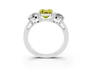 Asscher Cut Three Stone Engagement Ring Setting for a Fancy Yellow Lab-Grown Diamond | Wide Plain Band | Platinum