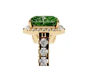 Radiant Cut Accented Halo Engagement Ring Setting for a Fancy Green Lab-Grown Diamond | Yellow Gold