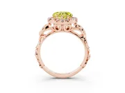 Fancy Yellow Heart Cut Diamond Halo Ring Set in Rose gold with Scrollwork Band and Prong Setting