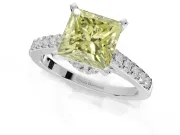Princess Cut Pavé Solitaire Engagement Ring Setting for a Fancy Yellow Lab-Grown Diamond | Crossover Gallery | Platinum