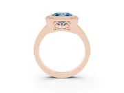Asscher Cut Milgrain Halo Engagement Ring Setting for a Fancy Blue Lab-Grown Diamond | Rose Gold