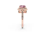 Princess Cut Halo Engagement Ring Setting for a Fancy Pink Lab-Grown Diamond | Polished Halo Rim | Rose Gold