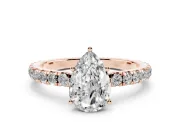 Pear-Shaped Pave Engagement Ring Setting | Shared Prong Band | Rose Gold