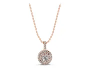 Round Lab-Grown Diamond Pavé Cluster Pendant Necklace | Stone-Set Bail | Rose Gold