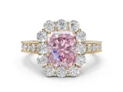 Radiant Cut Halo Engagement Ring Setting for a Fancy Pink Lab-Grown Diamond | Yellow Gold - Design NV-24711