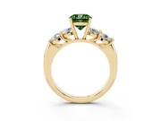 Cushion Cut Five Stone Engagement Ring Setting for a Fancy Green Lab-Grown Diamond | Prong Set Side Stones | Yellow Gold