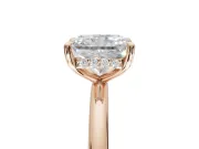 Radiant Cut Hidden Halo Engagement Ring Setting | Thin Plain Band | Rose Gold