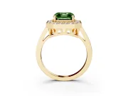 Asscher Cut Halo Engagement Ring Setting for a Fancy Green Lab-Grown Diamond | Polished Halo Rim | Yellow Gold