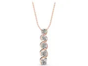Round Lab-Grown Diamond Graduated Swirl Drop Pendant Necklace | S-Curve Ribbon | Rose Gold