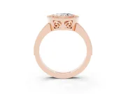 Heart-Shaped Double Milgrain Halo Engagement Ring Setting | Pave Band | Rose Gold