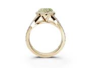 Heart-Shaped Halo Pavé Engagement Ring Setting for a Fancy Yellow Lab-Grown Diamond | Narrow Split Shank | Yellow Gold