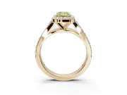 Emerald Cut Halo Pavé Engagement Ring Setting for a Fancy Yellow Lab-Grown Diamond | Narrow Split Shank | Yellow Gold