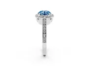 Round Floral Halo Engagement Ring Setting for a Fancy Blue Lab-Grown Diamond | Large Round Accents | Sterling Silver