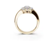 Emerald Cut Vintage Halo Engagement Ring Setting | Milgrain Channel Band | Yellow Gold