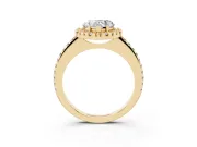Heart-Shaped Pave Halo Engagement Ring Setting | Pave Band | Yellow Gold