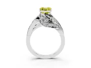 Asscher Cut Bypass Pavé Engagement Ring Setting for a Fancy Yellow Lab-Grown Diamond | Graduated Pavé | Sterling Silver