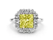 Princess Cut Cluster Halo Engagement Ring Setting for a Fancy Yellow Lab-Grown Diamond | Large Round Accents | Platinum