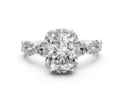 Radiant Cut Milgrain Halo Engagement Ring Setting | Graduated Shoulders | Sterling Silver