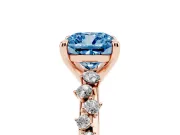 Cushion Cut Graduated Accent Engagement Ring Setting for a Fancy Blue Lab-Grown Diamond | Rose Gold
