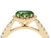 Heart-Shaped Halo Pavé Engagement Ring Setting for a Fancy Green Lab-Grown Diamond | Yellow Gold